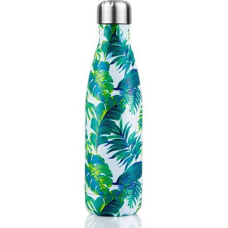 Bouteille d'eau Acier Inoxydable, Gourde Isotherme Réutilisable Gourde Inox sans BPA isolé à Bouteille Isotherme pour Froide Pendant 24heures, Chaude Pendant 12 Heures (Banane Feuille, 500ml) (1/5)