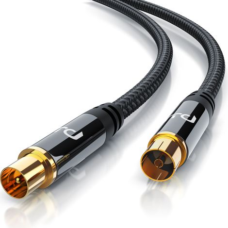 Primewire HDTV Antennenkabel mit Braiding - 2-fach Schirmung - Stoffummantelung - 75 Ohm / 135 dB - 0,5 m (1/4)