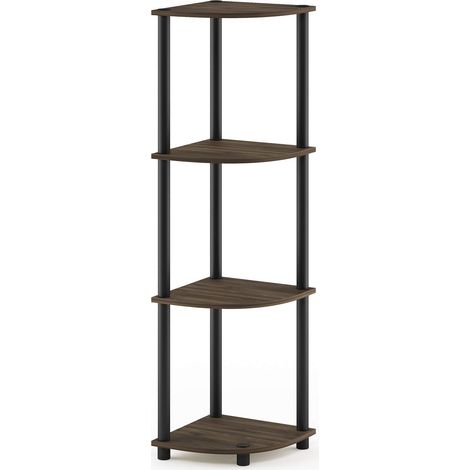 Étagère Polyvalente pour Présentoir d'Angle à 4 Niveaux, Noyer Columbia/Noir (1/5)
