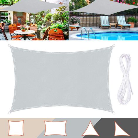 Voile d ombrage, Voile d'ombrage, Protection des Rayons UV et Tissu Imperméable, Voile d'ombrage pour Extérieur/Terrasse/Jardin (Gris, 3X5M) (1/5)