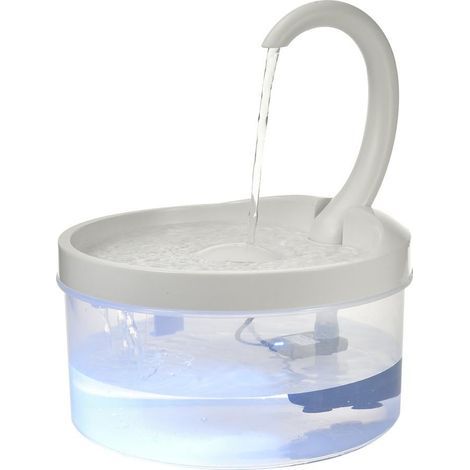 Dispensador automático de agua fresca tipo fuente para perros/gatos, de plástico, muy silencioso, capacidad de 2 litros, luz LED, filtro de 3 capas. (1/5)