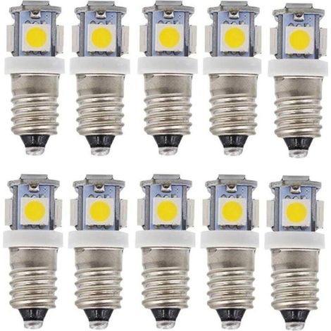 Ampoules LED E10 AC 6 V – Lot de 10 pièces, 50 lm, miniatures avec vis, pour éclairage décoratif et signalétique (1/5)