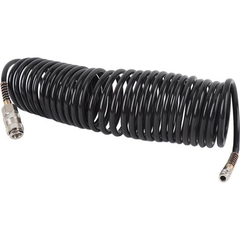 Tuyau d'air spiralé 6,35 mm (1/4 pouce) de diamètre intérieur, 5 m (16,4 pieds) de longueur, en PE et cuivre, anti-nœuds, anti-torsion, léger, raccord UE (1/5)