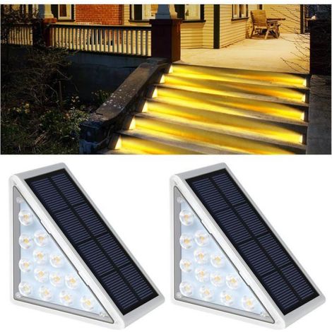 Lampe Solaire - 13 LED - Étanche IP67 - Acier Inoxydable - Pour Escaliers Terrasse Jardin - Lot de 2 (1/3)