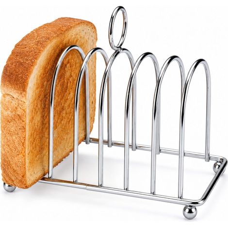Porte-Toast 6 Tranches avec Poignée de Transport, Support à Toast Grillé avec Pieds à Boules, Support à Pain pour Présentation des Aliments Toast Pain (Style A) (1/5)