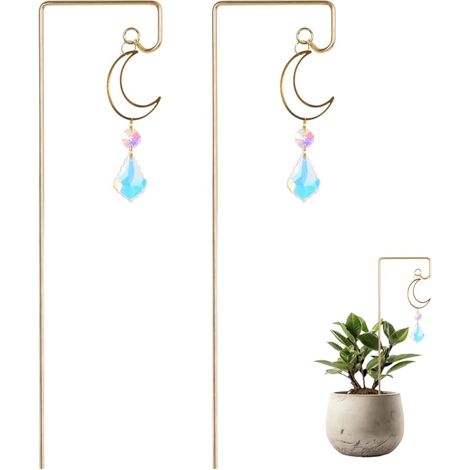 CCYKXASmall Trellis for Climbing Plants, 2 Mini Plant Supports with Colorful Crystal Sun Catchers for Potted Plants, Garden (1/5)