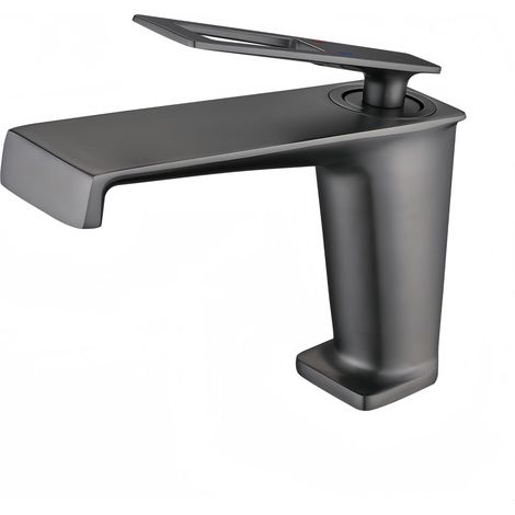 Robinet Cascade Lavabo gris, mitigeur Lavabo Cascade, Mitigeur Lavabo Salle De Bain En Laiton Design Elégant, Robinet Cascade Salle Bain(gris,court) (1/5)