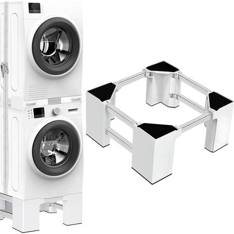 Universelle Socle pour Machine à Laver: Base de laveuse-sécheuse, 23.9 cm Hauteur, taille réglable socle pour machines à laver et sèche-linge de 46 à 69 cm, capacité de charge 400 kg (1/5)