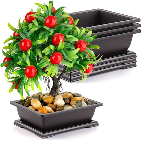 Pot de fleurs rectangulaire en plastique noir 29 x 21 x 10,5 po (lot de 3)
