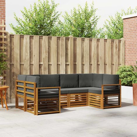 vidaXL Ecksofa Set mit Kissen 6 pcs Natur und Anthrazit (1/5)