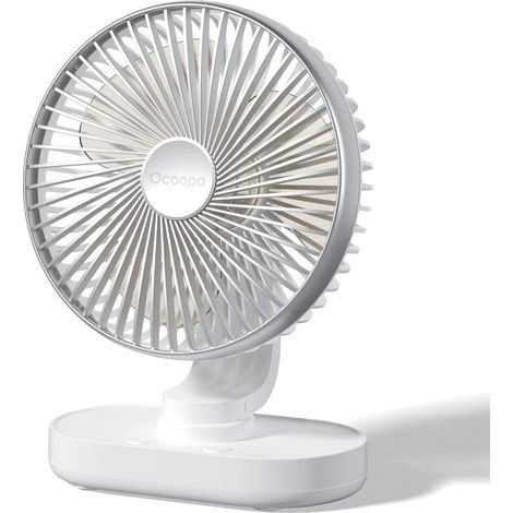 OCOOPA Leiser, oszillierender Automatikventilator, 30 dB, 16,5 cm, 4000 mAh Akku und USB-Anschluss mit starkem Luftstrom, 4 Geschwindigkeitsstufen, tragbar, kleiner Ventilator für Büro, Zuhause, Campi (1/5)