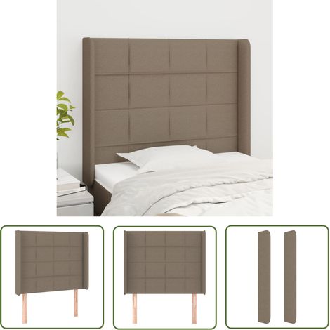 Tête de lit avec oreilles  Armoire de tête de lit Taupe 103x16x118/128 cm Tissu 59396 (1/5)