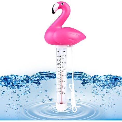 Thermomètre flottant pour piscine avec cordon, en forme de flamant rose, pour mesurer la température de l'eau des piscines, spas, jacuzzis et aquariums.-AquaForge (1/5)