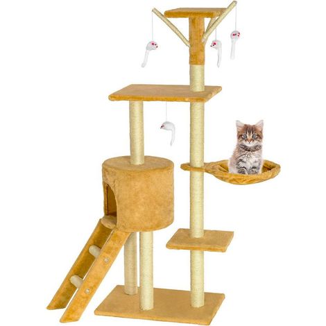 Tiragraffi per Gatti Albero Sisal Parco Giochi Gioco x Gatto Tira Graffi Beige (1/5)