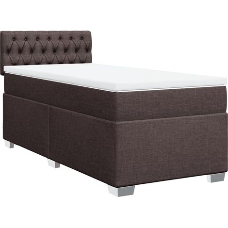 Lit simple Lit adulte Sommier à lattes de lit avec matelas Marron foncé 100x200 cm
