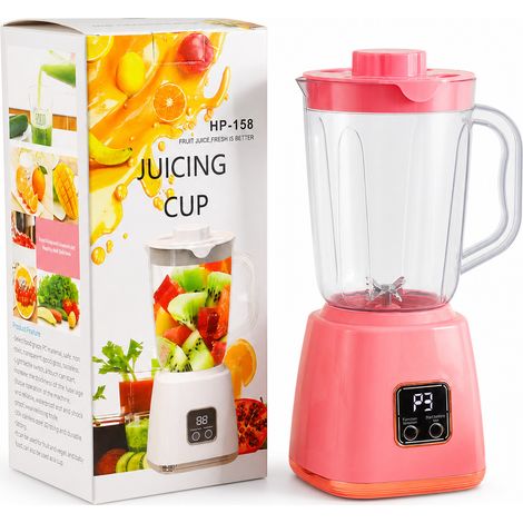 Blender portable rechargeable HP-158, 7,4 V, double affichage numérique, gobelet pour fruits et jus, rose (1/5)