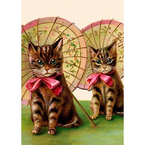 Carte B6 avec enveloppe Chats avec parapluies