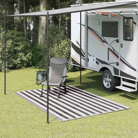 Tapis de tente extérieur en PEHD résistant aux intempéries anthracite et blanc 200 x 300 cm - PANGIVO (1/5)
