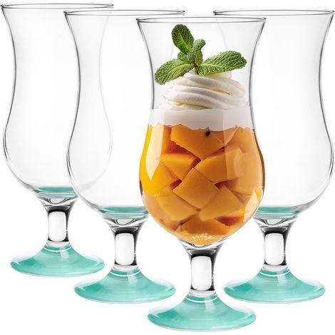 Lot de verres à cocktail Long Drink Gin Bière Eau Verres à cocktail Verre à eau Verre à smoothie Dessert Passe au lave-vaisselle Turquoise 4 x 420 ml (1/2)