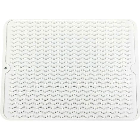 Tapis égouttoir à vaisselle en silicone robuste et facile à nettoyer, protège les surfaces, tapis pour évier, tiroir à vaisselle, plan de travail et évier de cuisine-white-S