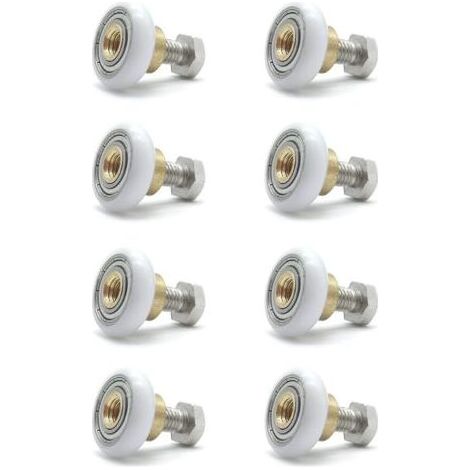 Rouleaux De Douche, Rouleau De Porte Coulissante 8 Pièces, Pièces de Rechange de Porte de Douche, Rouleau de Porte en Verre de 19 MM de Diamètre (1/5)