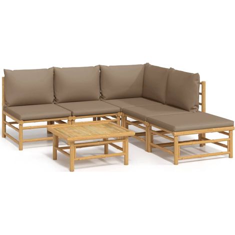 Maison Exclusive - Set Salotto da Giardino 6pz con Cuscini Tortora Bambù