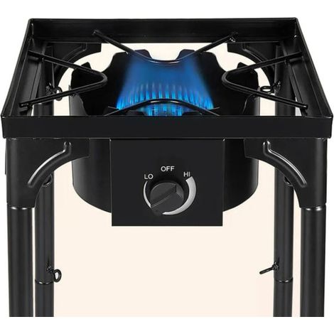 Réchaud à gaz 1 feu 4500W – Brûleur fonte avec allumage piezo – 4 pieds modulables – Dimensions 40 x 40 x H78cm – Intec
