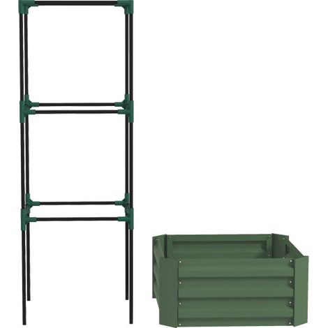 Hochbeet mit Rankhilfe, Blumenkasten & Gemüsebeet, Pflanzkasten aus verzinktem Stahl, ideal für Garten & Balkon, grün 
On-Site