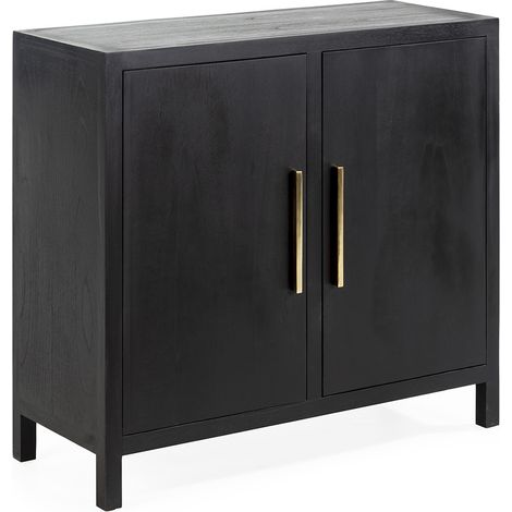 Aparador 100X40X90 Madera Negro/Metal Dorado (1/3)