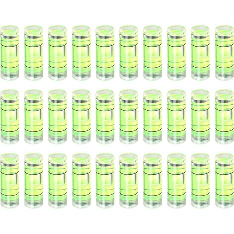 10 Petites Fioles Cylindriques de Niveau à Bulle PMMA 23×8 mm, Mini Niveau Horizontal, Outil de Mise en Niveau pour Cadre Photo, TV, Camping-Car