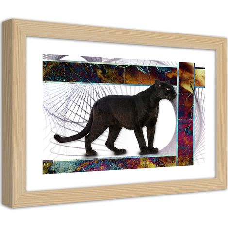 Quadro con cornice, Pantera vigile - 90x60 (1/5)