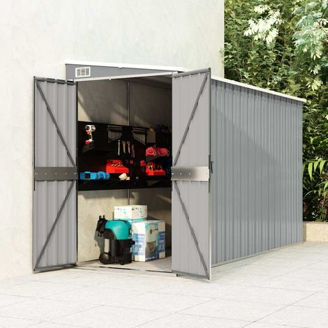 Abri de jardin mural-Remise Cabane pour outils Gris 118x288x178 cm Acier galvanisé (1/5)