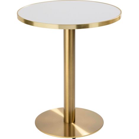 Table à manger ronde 60 cm plateau blanc/argent et pied doré (1/5)