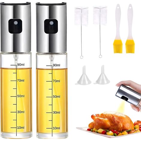 Ensemble de 8 flacons pulvérisateurs rechargeables pour huile et huile d'olive, pour les barbecues et pour une application contrôlée d'assaisonnements en cuisine.-AquaForge (1/5)