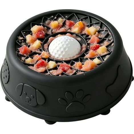 Gamelle à lécher pour chien, mangeoire lente, antidérapante avec une balle roulante, bol d'alimentation lente, pour animaux de compagnie chiot puzzle anti-ennui pour chiens nourriture et (1/5)