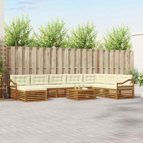 Outdoor-Sofagarnitur 9 pcs Natur und Creme Massivholz Akazie (1/5)