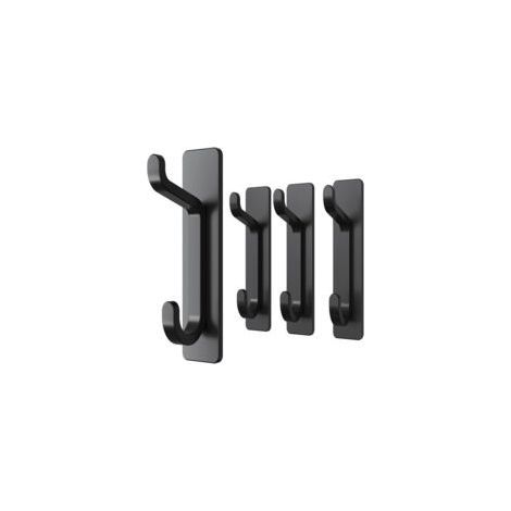 Set mit 6 schwarzen, selbstklebenden Edelstahlhaken, rostfrei und bohrfrei (1/5)