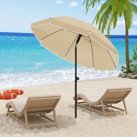 WOLTU Sonnenschirm Balkon φ 155 cm, Rund Balkonschirme Strandschirm UV-beständig Wasserdicht, 45° knickbar Höhenverstellbar, für Strand Balkon Terrasse, Taupe