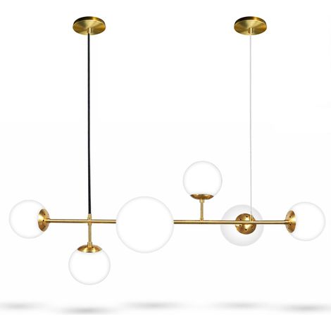 Hängelampe mit 6 Kugeln, 15/13 cm, E27, goldfarben, milchig (1/5)