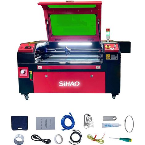 SIHAO Máquina de Grabado Láser CO2 80W Máquina CNC de corte USB 700 x500mm Ruida (1/5)