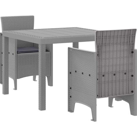 Maison Exclusive - Set da Pranzo per Giardino 3 pz Grigio chiaro Polipropilene (1/5)