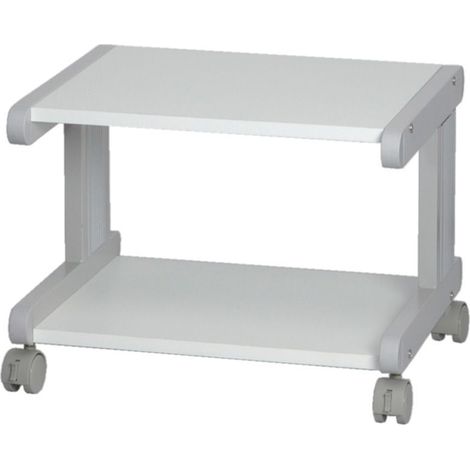 Rs Pro – Support pour imprimante métal – Charge max 30kg – 2 étagères – Dimensions 510x440x380mm – Finition gris/blanc moderne