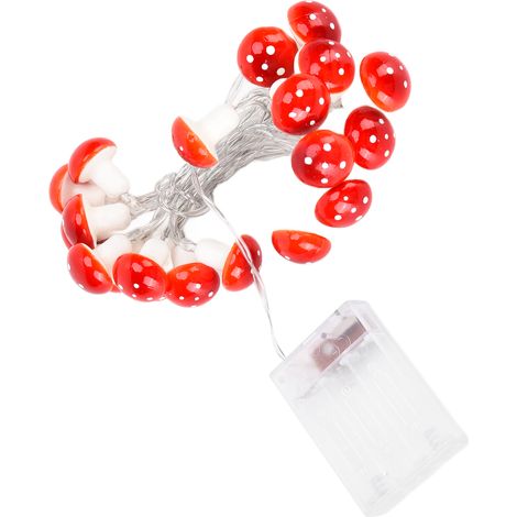 Guirlande lumineuse LED 2,2 m (7,2 pi) à 20 LED rouges en forme de champignon, idéale pour la décoration de Noël intérieure et extérieure. (1/5)