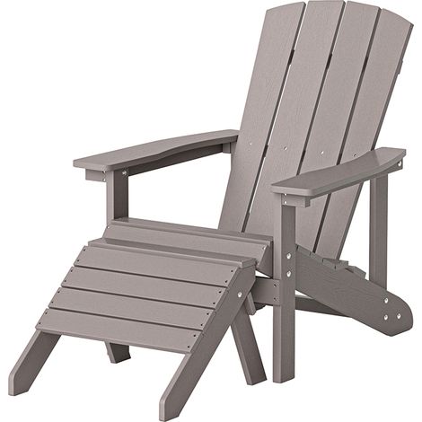 Home Deluxe Sedia da giardino FAREA con sgabello - grigio (1/5)