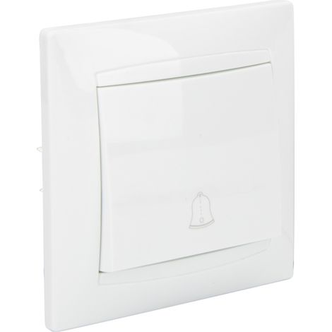 Zenitech – Bouton sonnette encastré blanc IP20 – Installation facile sur boîte standard – Intensité 6A – Norme CE – Fixations fournies
