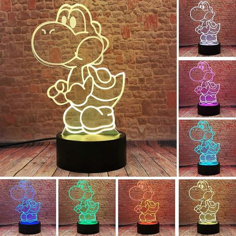 Lampe de chevet 3D Super Yoshi à 16 couleurs changeantes, veilleuse colorée créative et professionnelle avec télécommande intelligente, décoration pour chambre d'enfant ou garçon.