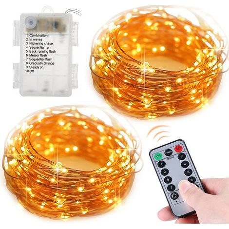 10 m lange Lichterkette mit 100 LEDs für den Außenbereich, wasserdicht (IP65) – 8 Beleuchtungsmodi – Gummikabel für den Innen- und Außenbereich (1/5)