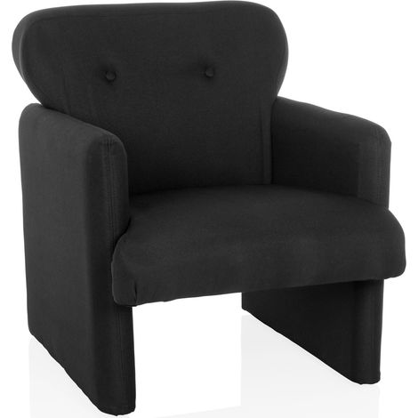 Fauteuil lounge / Canapé une place CARIPITO Tissu noir hjh LIVING (1/5)