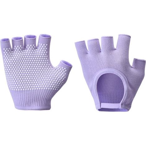 Gants de yoga pour femmes - Gants de yoga antidérapants - Gants d'entraînement respirants - Gants de sport antidérapants avec picots en silicone - Violet (1/5)