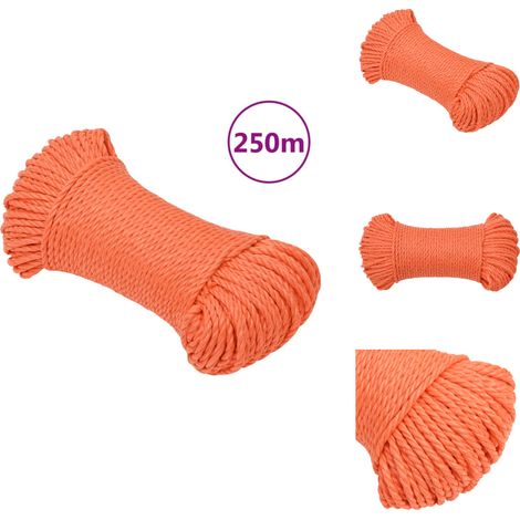 Arbeitsseil Orange 3 mm 250 m Polypropylen - Arbeiten Seil - PP Seil - Polyester Seil - Orange Seil - Gartenseil (1/5)